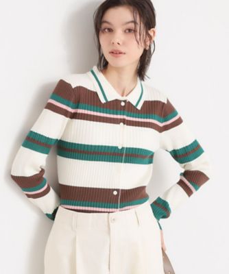 ＜THE SHOP TK (Women)＞衿付マルチボーダーニット（２００２５９２８８８）