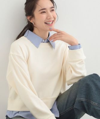 ＜SHOO LA RUE (Women)＞【洗濯機可／Ｓ－ＬＬ】１枚でサマ見え　シャツレイヤード風　スウェット（２００２５９２９４８）