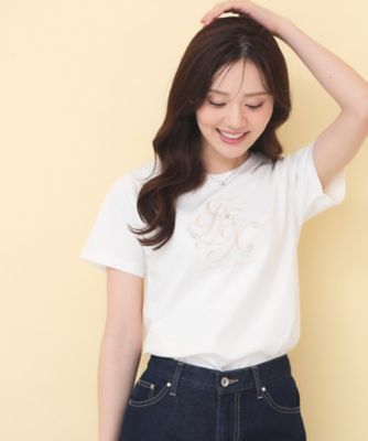 index (Women)/インデックス 【接触冷感】ビッグロゴ刺繍ビジュー付きＴシャツ《洗濯機ＯＫ／ＵＶケア》（２００２５９３０９３）