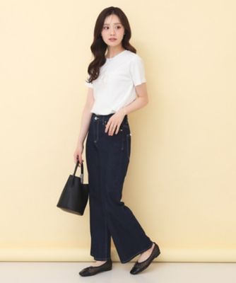 接触冷感】ビッグロゴ刺繍ビジュー付きTシャツ《洗濯機OK／UVケア
