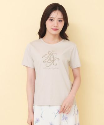 接触冷感】ビッグロゴ刺繍ビジュー付きTシャツ《洗濯機OK／UVケア