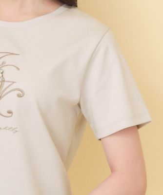 接触冷感】ビッグロゴ刺繍ビジュー付きTシャツ《洗濯機OK／UVケア