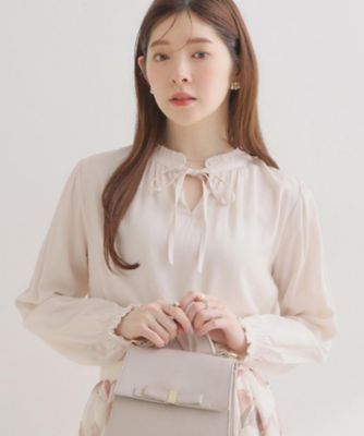 COUTURE BROOCH (Women)/クチュールブローチ 【前後２ＷＡＹ・洗える】ＲＴピケ　リボン　ブラウス（２００２５９３１０２）