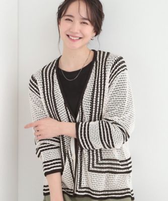 ＜SHOO LA RUE (Women)＞大人カジュアルなコーデに　配色クロシェ編み風カーディガン（２００２５９３１７０）