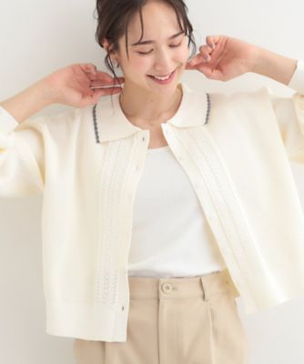 ＜SHOO LA RUE (Women)＞襟付きレース風カーディガン（２００２５９３１８８）