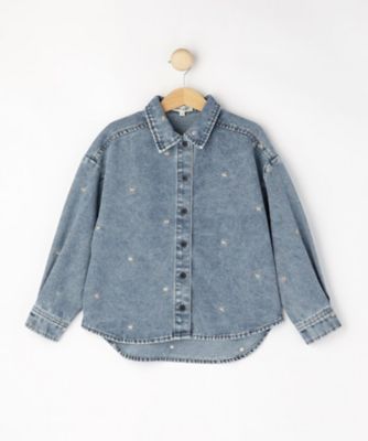 ＜SHOO･LA･RUE (Baby&Kids)＞【１００－１５０ｃｍ】フラワー刺繍デニムシャツ（２００２５９３１９２）