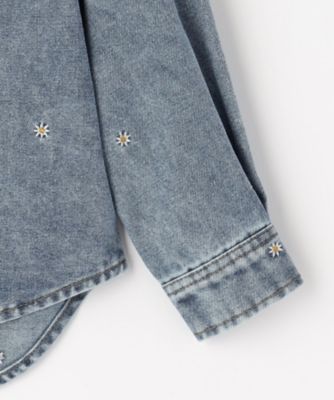 100－150cm】フラワー刺繍デニムシャツ（2002593192