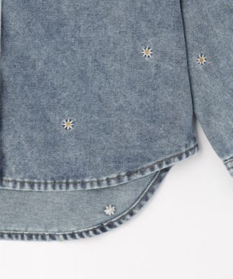 100－150cm】フラワー刺繍デニムシャツ（2002593192