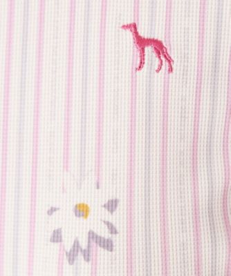 ストライプフラワー長袖ポロシャツ（2002593205） | adabat