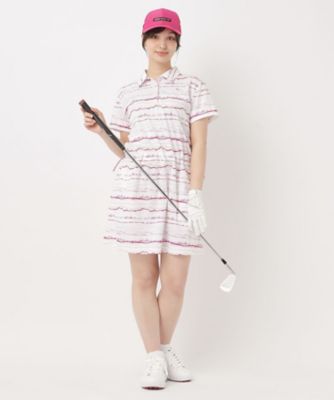 adabat アダバット ホワイト ストライプ ワンピース レディース 新品 吸水速乾／UVカット／エコ クールコアウエイブボーダーワンピース
