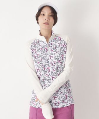 ＜adabat＞ラインフラワープリントハーフジッププルオーバー（２００２５９３２２４）