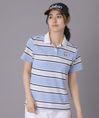 ADABAT NAVY】ランダムボーダー半袖ポロシャツ