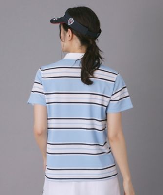 ADABAT NAVY】ランダムボーダー半袖ポロシャツ