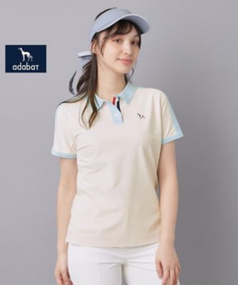 【最終値下げ】adabat レース切り替え ストレッチカノコ ポロ ADABAT NAVY】ニット切替ポロシャツ（2002593281