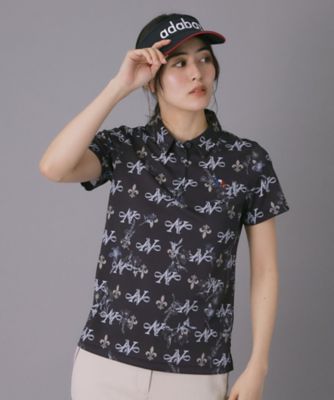 ADABAT NAVY】ロゴモノグラムプリント半袖ポロシャツ