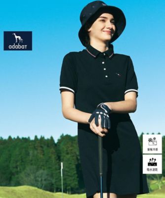 ADABAT NAVY】吸水速乾／接触冷感 カノコポロえりワンピース