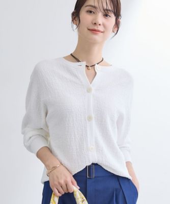 ＜INDIVI L (Women/大きいサイズ)＞【前後２ＷＡＹ／洗える】凹凸編地カーディガンニット（２００２５９３２９９）