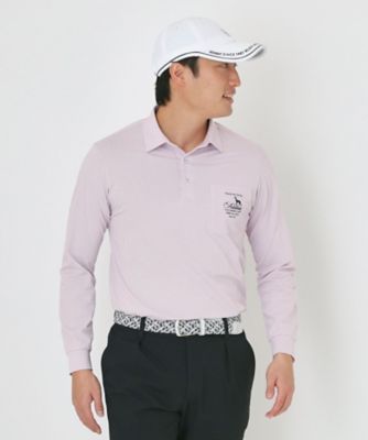 吸水速乾シャンブレーストライプ長袖ポロシャツ（2002593342