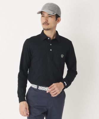 ボタニカルジャカード長袖ポロシャツ（2002593346