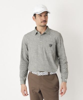 ボタニカルジャカード長袖ポロシャツ（2002593346