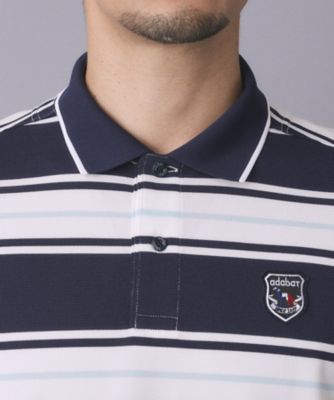 ADABAT NAVY】UVカット ランダムボーダー半袖ポロシャツ