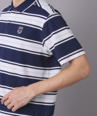 ADABAT NAVY】UVカット ランダムボーダー半袖ポロシャツ