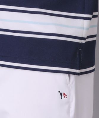 ADABAT NAVY】UVカット ランダムボーダー半袖ポロシャツ