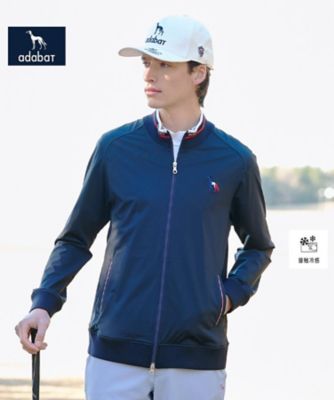 ADABAT NAVY】ナイロントリコットジップブルゾン