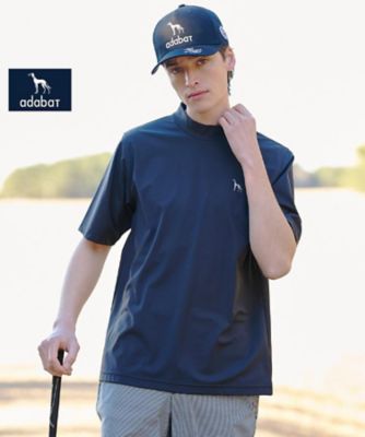 年末値下げ❗️ADABAT ネイビー ハーフジップ 半袖シャツ ADABAT NAVY】ナイロン混ストレッチ半袖モックT
