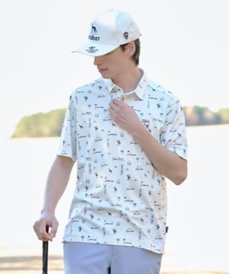 ADABAT NAVY】カノコサマーロゴプリント半袖ポロシャツ