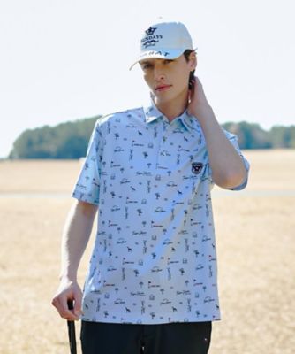 ADABAT NAVY】カノコサマーロゴプリント半袖ポロシャツ