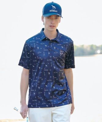 ADABAT NAVY】カノコサマーロゴプリント半袖ポロシャツ