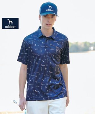 ADABAT NAVY】カノコサマーロゴプリント半袖ポロシャツ