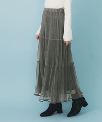 リバーシブルチュールティアードフレアスカート【洗濯機OK