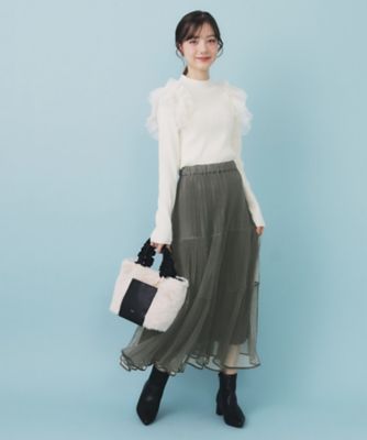 リバーシブルチュールティアードフレアスカート【洗濯機OK