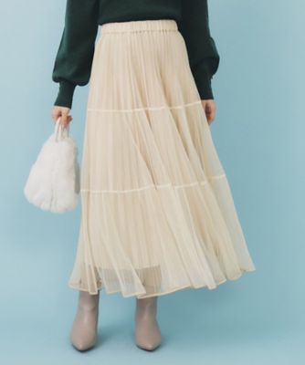 リバーシブルチュールティアードフレアスカート【洗濯機OK