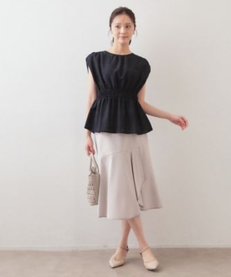 BLUELEA ブルレア シアーチェック ペプラムブラウス パフスリーブ 美品 シアーチェックペプラムブラウス【防シワ／洗濯機OK