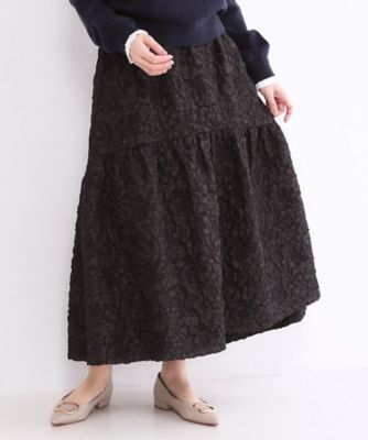 ふくれジャカードティアードスカート【洗濯機OK