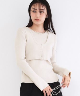 ツインセット》ビスチェベスト×リブニット【洗濯機OK