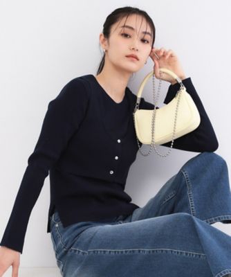 ツインセット》ビスチェベスト×リブニット【洗濯機OK