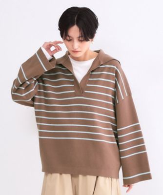 スキッパーセーラーカラーボーダーニット【洗濯機OK