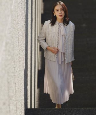 セレモニー／フォーマル／洗える】ボウタイ プリーツワンピース