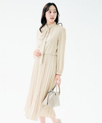 セレモニー／フォーマル／洗える】ボウタイ プリーツワンピース