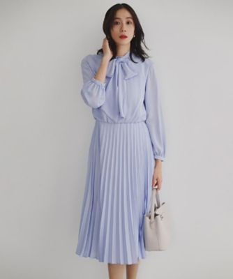 アールユー様 セレモニー／フォーマル／洗える】ボウタイ プリーツワンピース