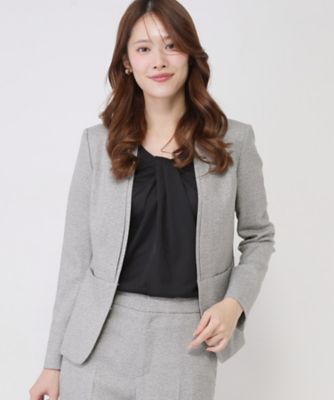 ＜COUP DE CHANCE (Women)＞【手洗い可／日本製／スーツ可】美シルエット　カラーレスジャケット（２００２５９４１３８）