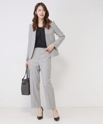 手洗い可／日本製／スーツ可】美シルエット カラーレスジャケット