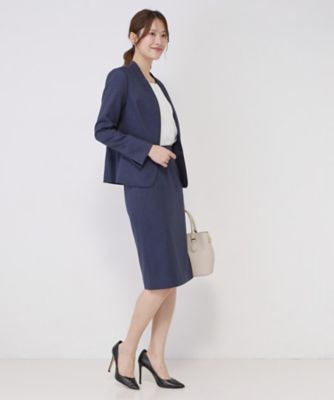 手洗い可／日本製／スーツ可】美シルエット カラーレスジャケット