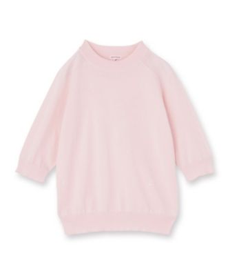 ウォッシャブル】コットンシルクハーフスリーブニット