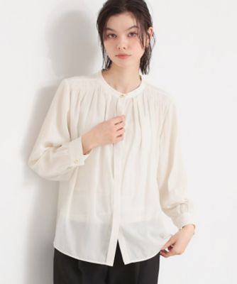 ＜THE SHOP TK (Women)＞【通勤スタイルに】ヴィンテージサテンギャザーブラウス（２００２５９４３９７）