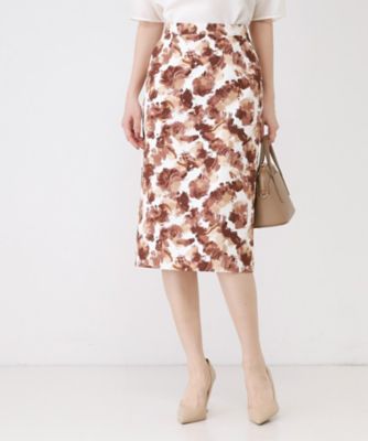 ＜COUP DE CHANCE (Women)＞【手洗い可／日本製】アート風花柄タイトスカート（２００２５９４４００）